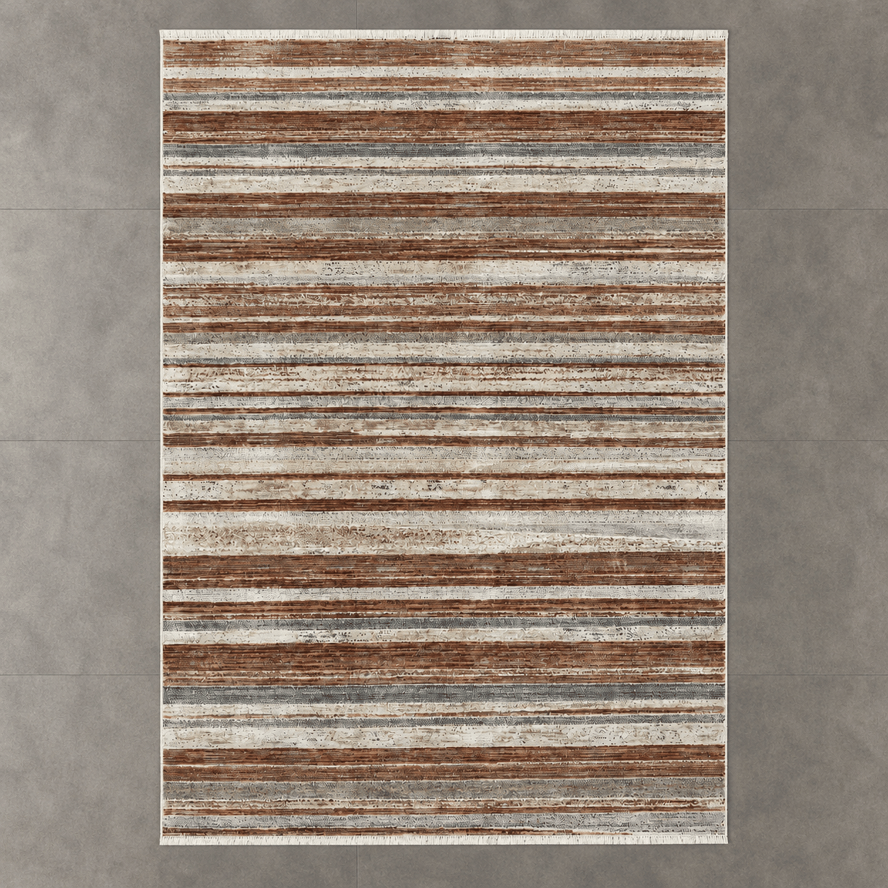 Tapete All Decor Mahali Listrado Terra Cream CD Turco Terra Creme e Cinza Retangular