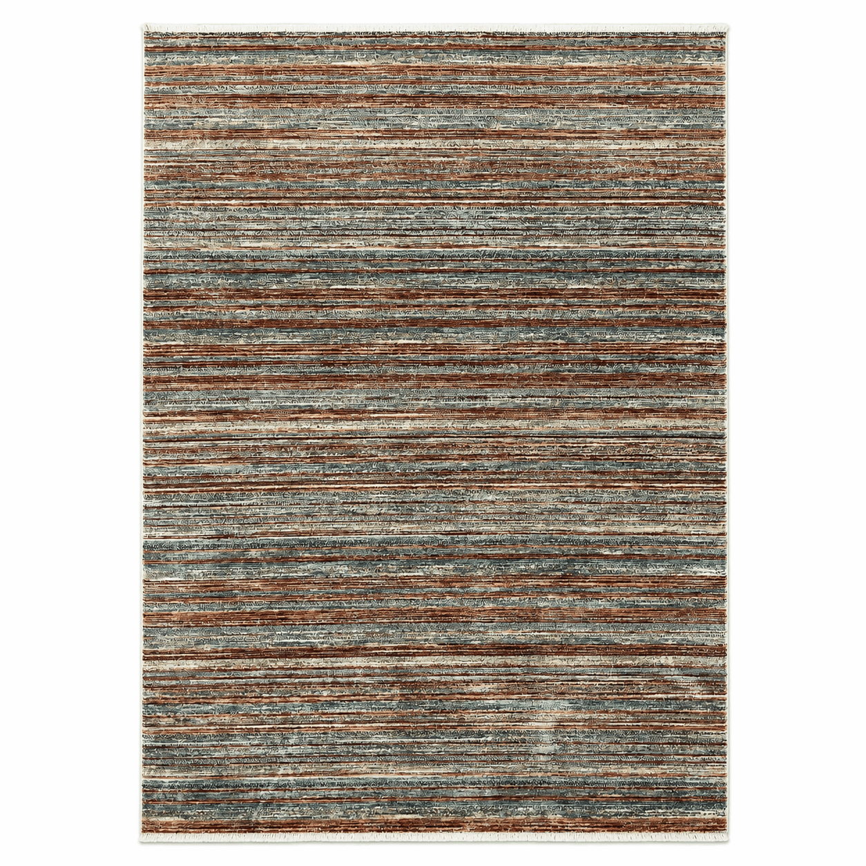 Tapete All Decor Mahali Listrado Slim Terra Cream Turco Terra Creme e Grafite Retangular