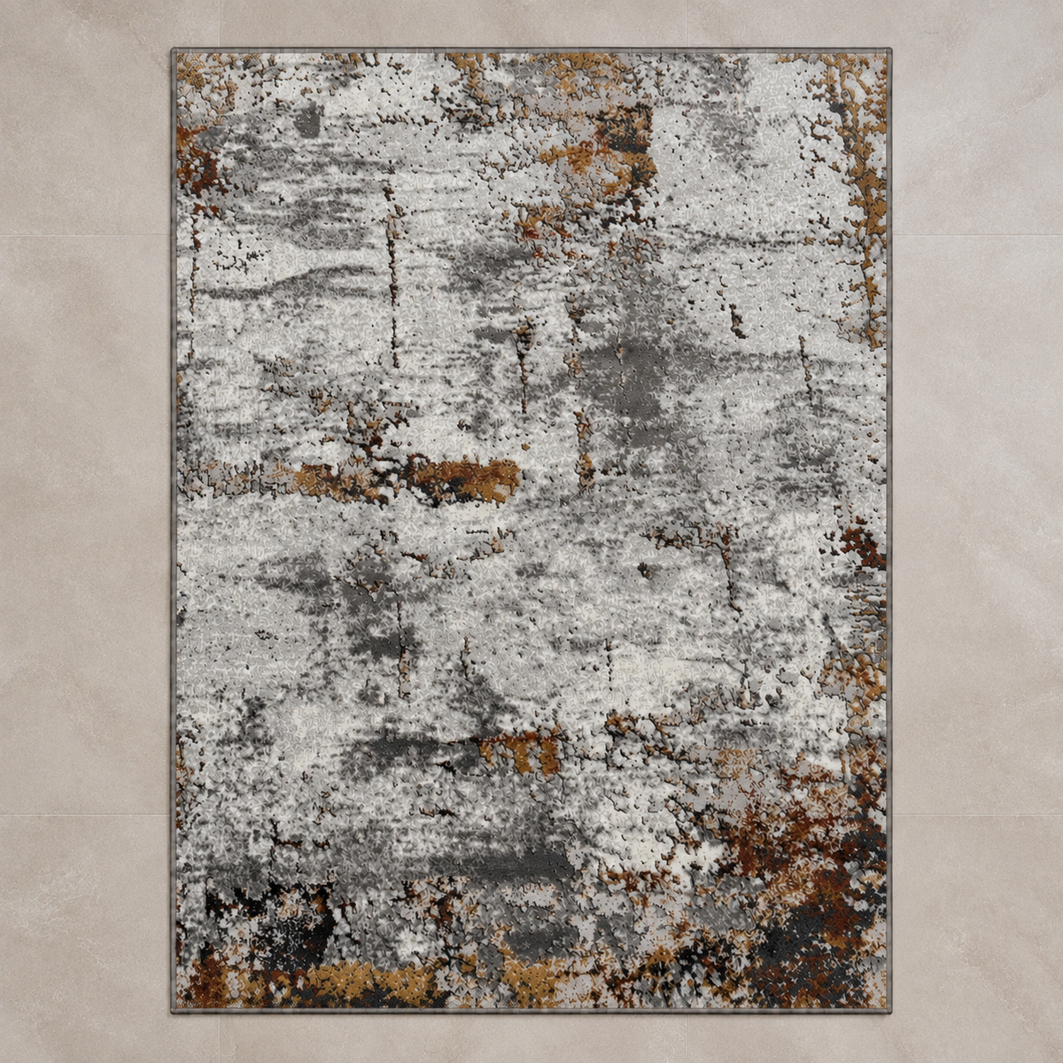 Tapete Edantex Carrara Turco Abstrato Cinza Pigmento Dourado Retangular 2,00 x 2,50 m