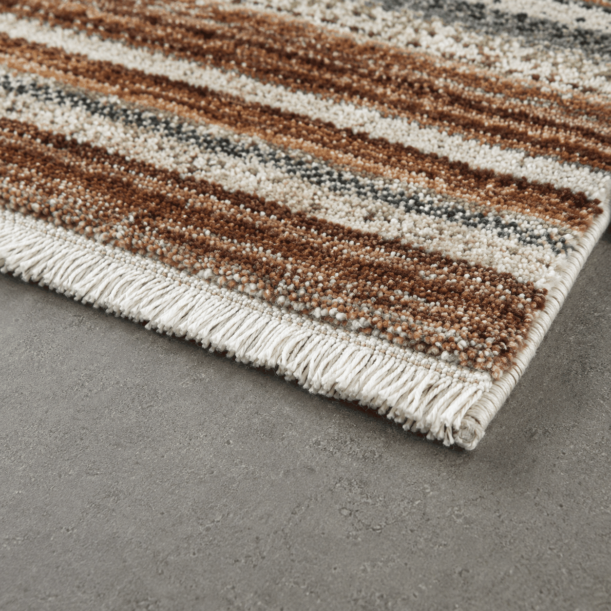 Tapete Mahali Slim Blue Cream Turco Listrado Creme Azul Acinzentado e Terroso Retangular