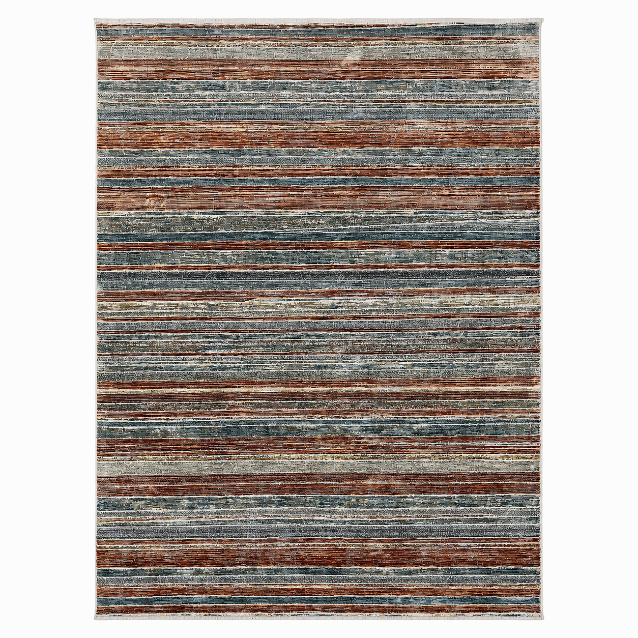 Tapete All Decor Mahali Listrado Blue Cream Turco Azul Creme e Terracota Retangular