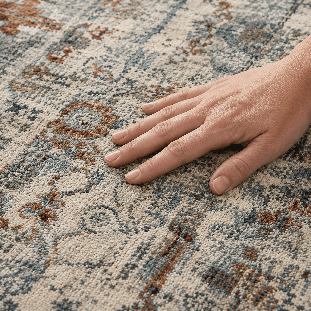 Tapete Mahali Sparta Cream M. Grey Turco Abstrato Vintage Cinza e Creme Retangular