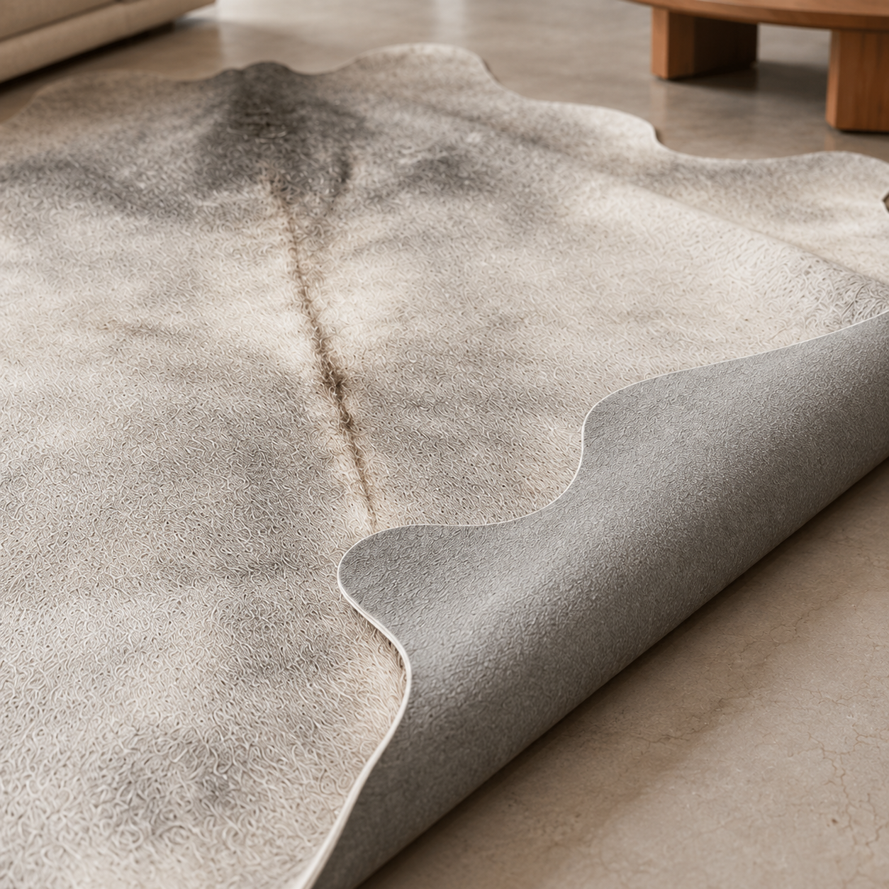 Tapete de Pele Bovina Natural Gris Brasileiro Cinza-Clara Peça Inteira 4,15 m²