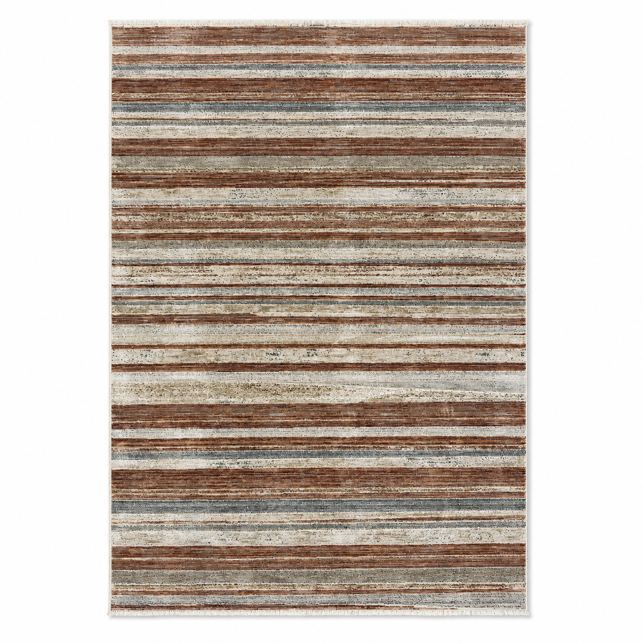 Tapete All Decor Mahali Listrado Terra Cream CD Turco Terra Creme e Cinza Retangular