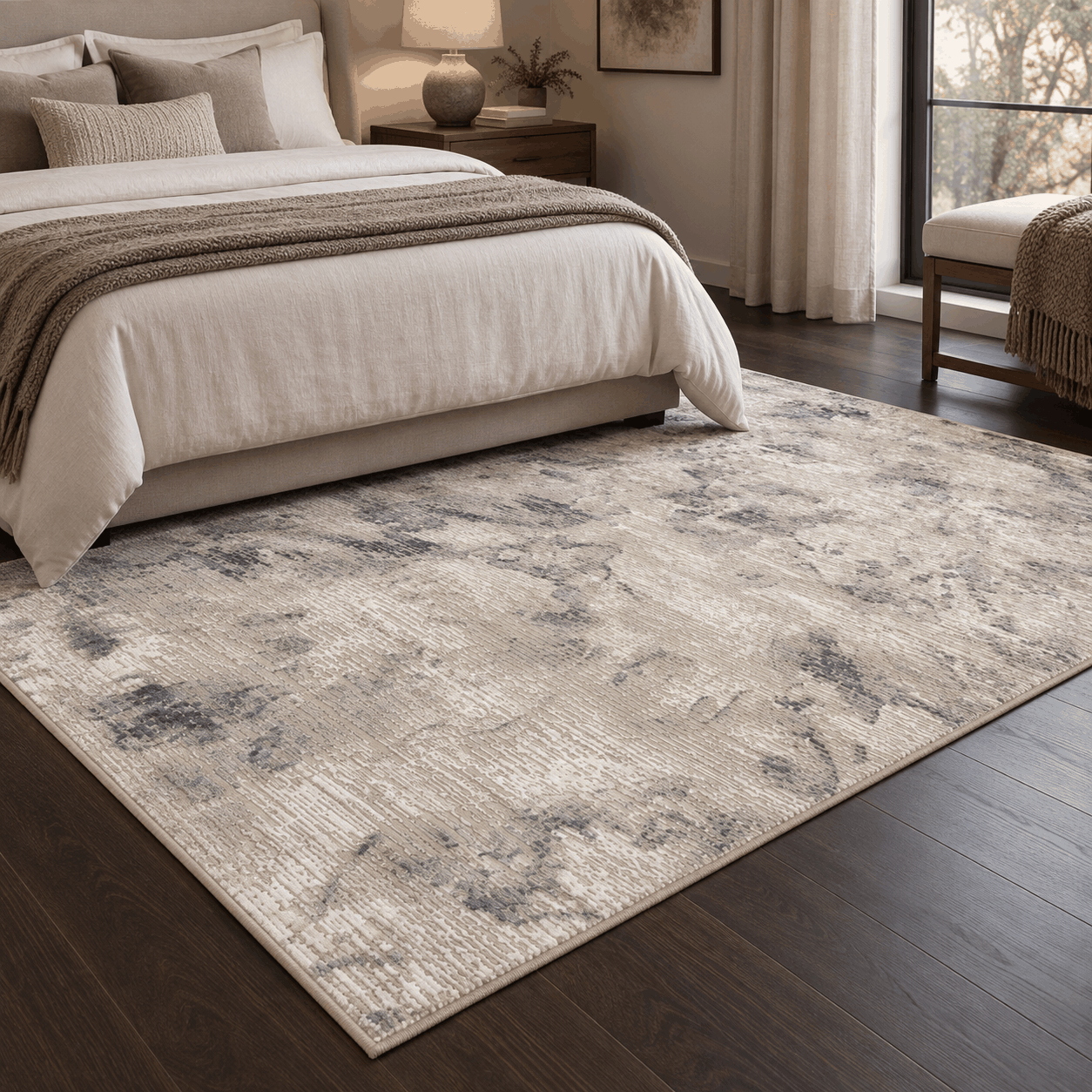 Tapete All Decor Ankara Turco Abstrato Texturizado Stone Grey Creme e Cinza Retangular