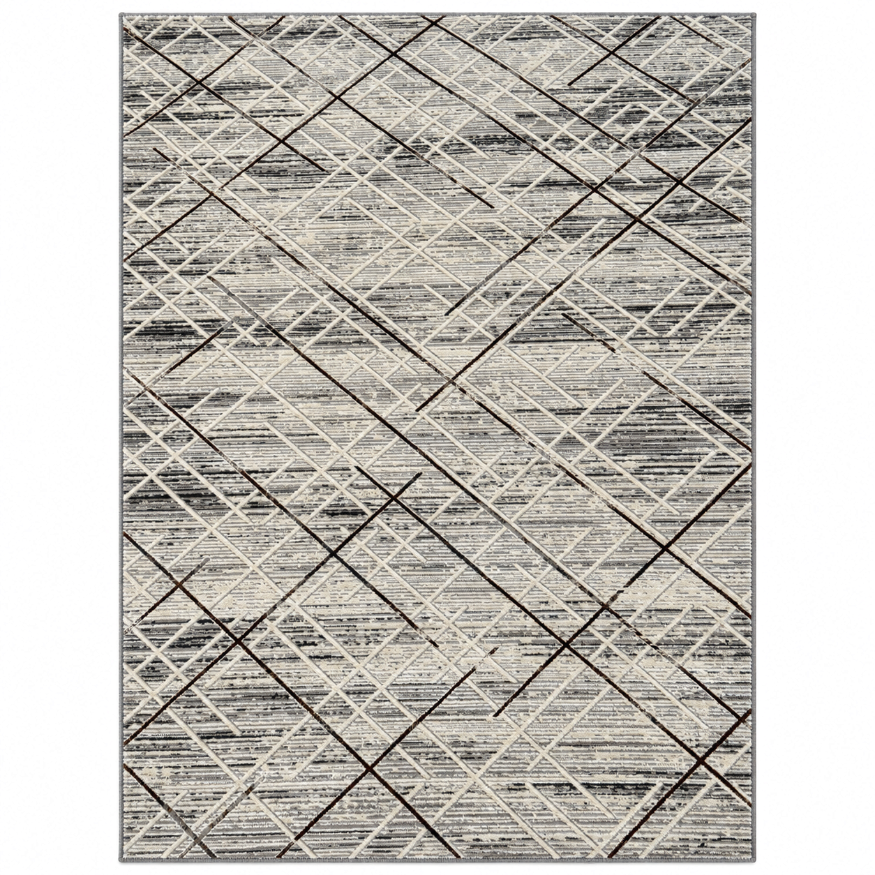 Tapete Edantex Carrara Turco Geométrico Cinza e Off White Retangular
