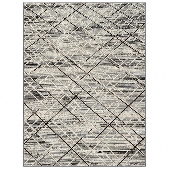 Tapete Edantex Carrara Turco Geométrico Cinza e Off White Retangular