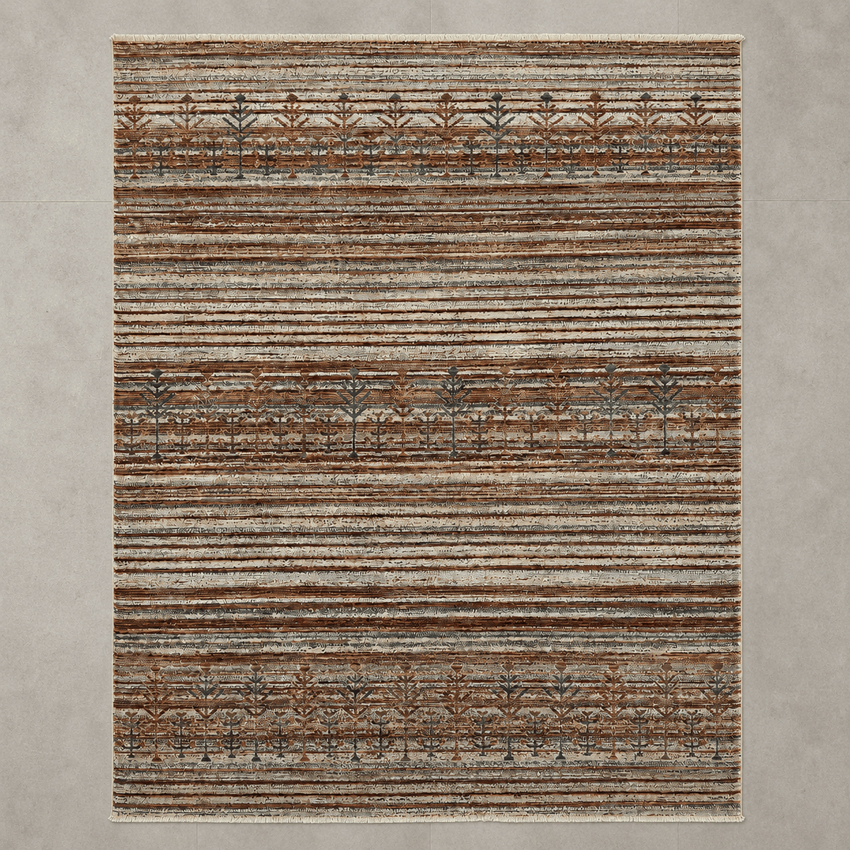 Tapete All Decor Mahali Gabbeh Turco Listrado Cream e Cinza M. Grey Retangular