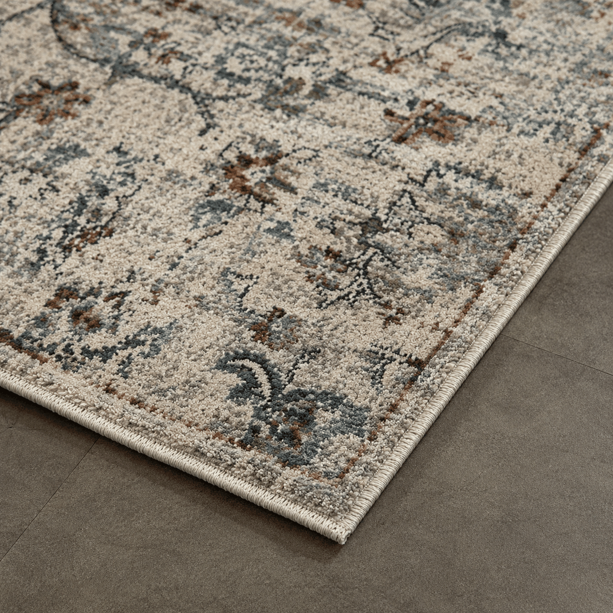 Tapete Mahali Sparta Cream M. Grey Turco Abstrato Vintage Cinza e Creme Retangular