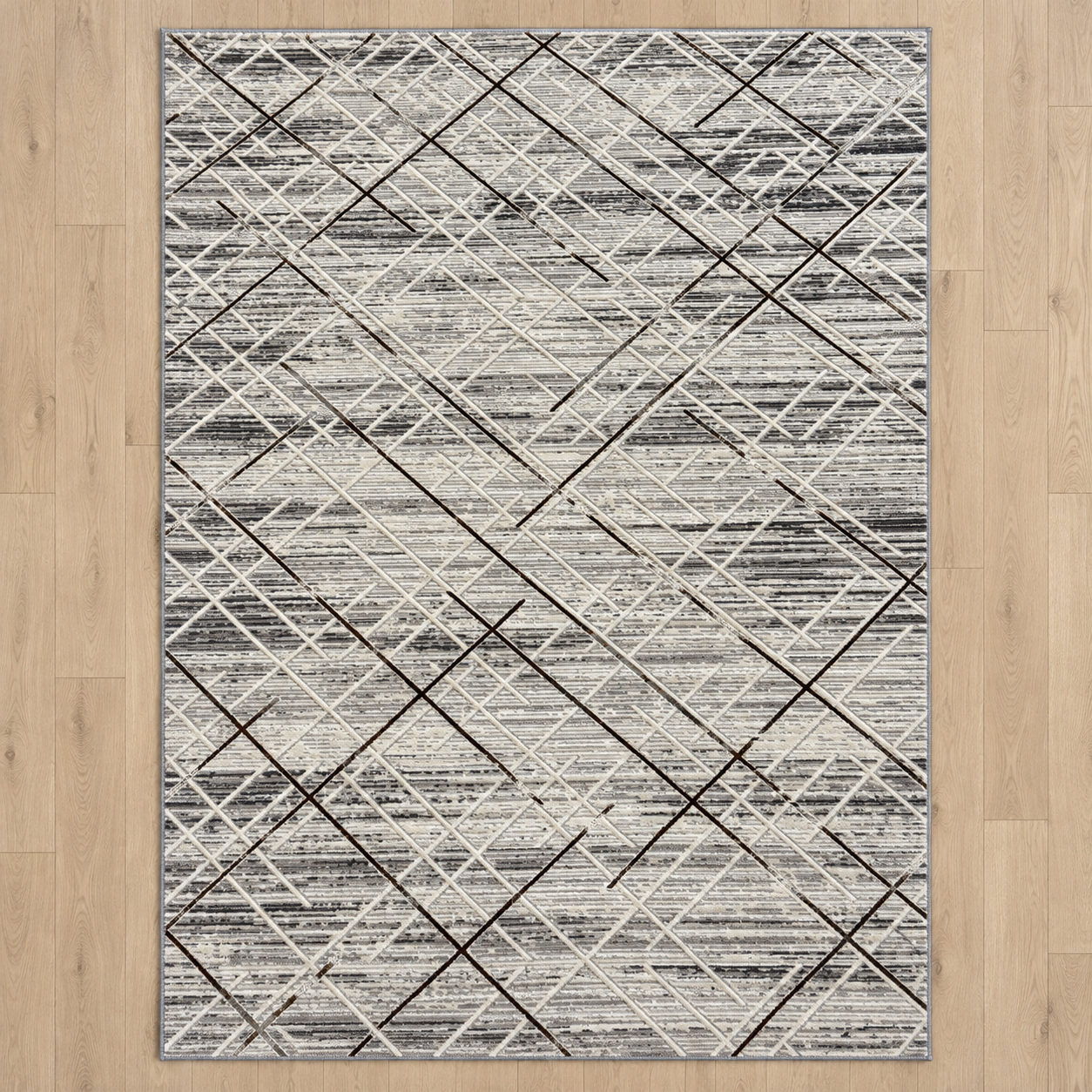 Tapete Edantex Carrara Turco Geométrico Cinza e Off White Retangular