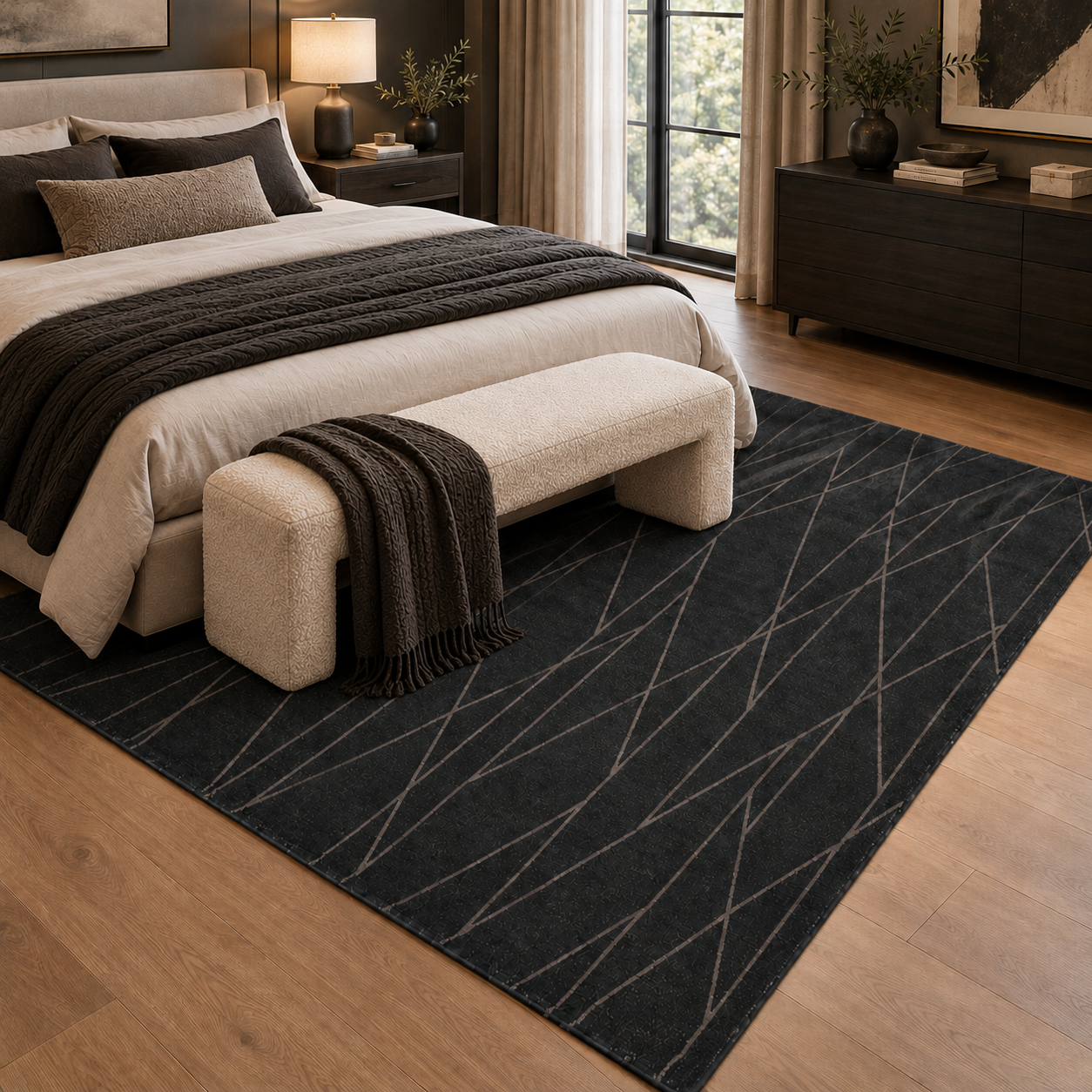 Tapete Maiori Casa Sarila Turco Geométrico Preto Retangular 2,00 x 2,50 m