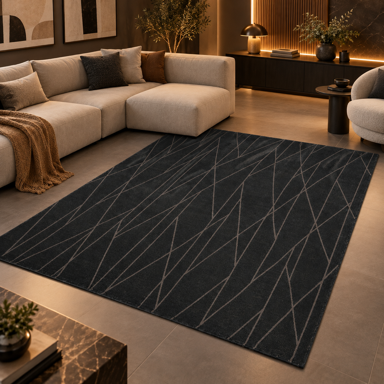 Tapete Maiori Casa Sarila Turco Geométrico Preto Retangular 2,00 x 2,50 m