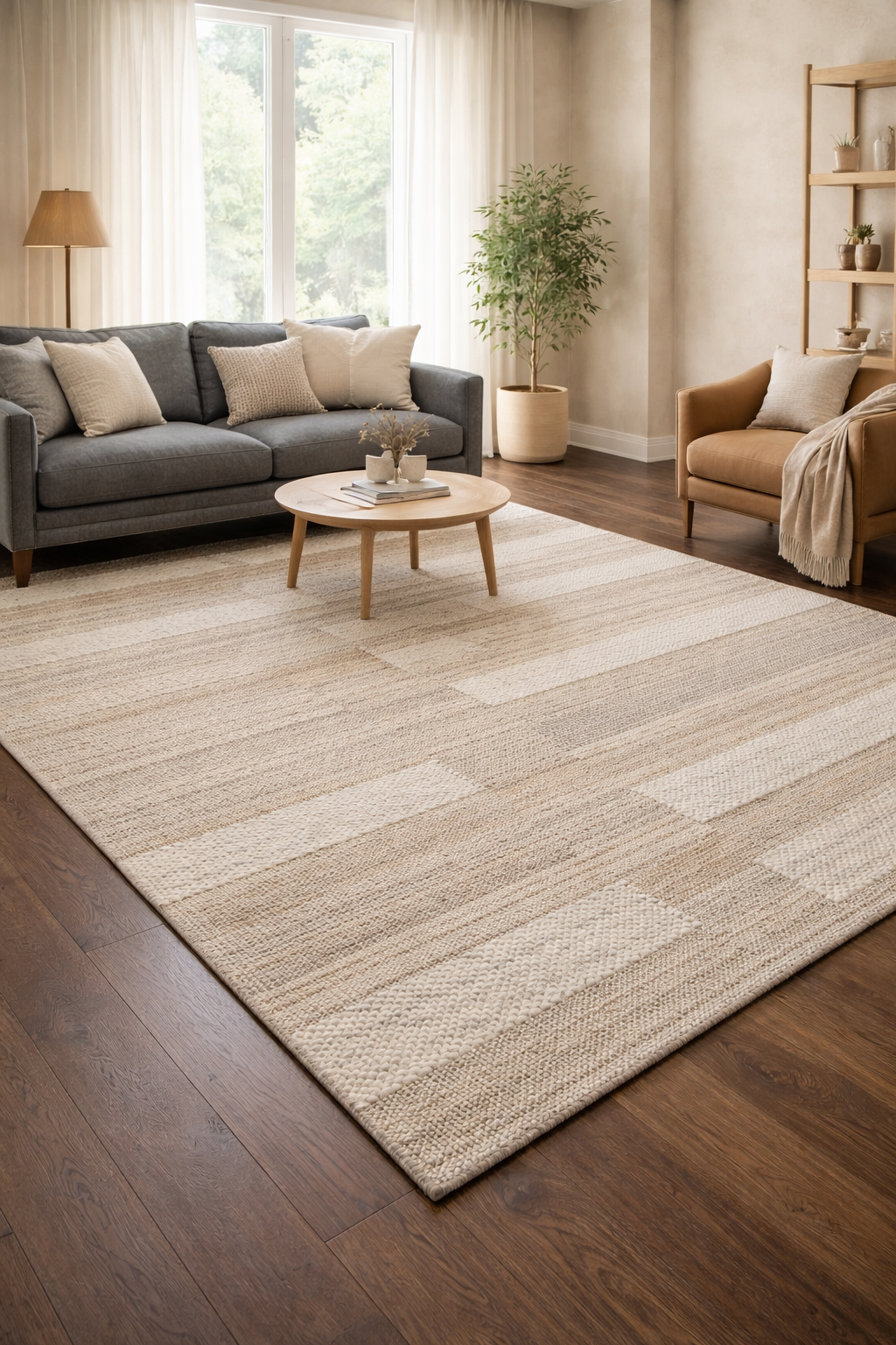 Tapete Indiano Artesanal Retangular Bege Marfim AB 2,00 x 3,00