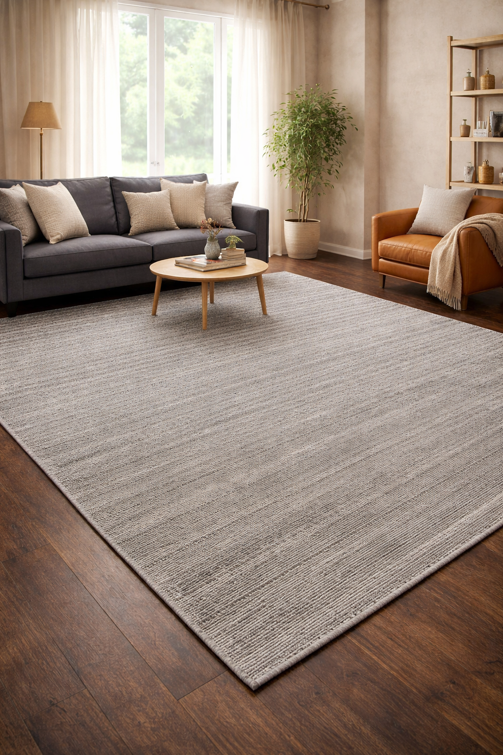 Tapete Indiano Artesanal Retangular Cinza Claro AB 2,50 x 3,00