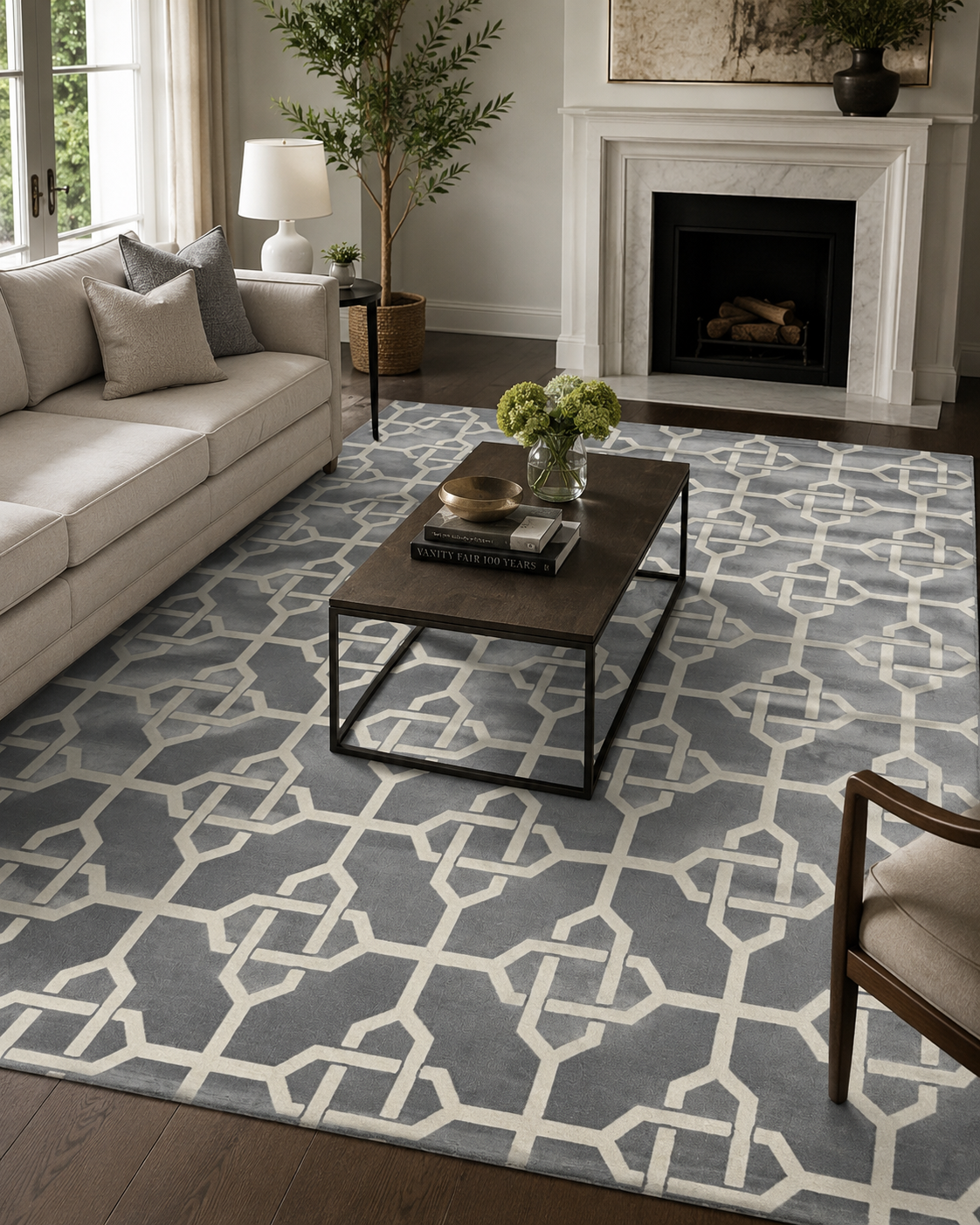 Tapete Turco Retangular Treliça Grey GC 2,00 x 2,50