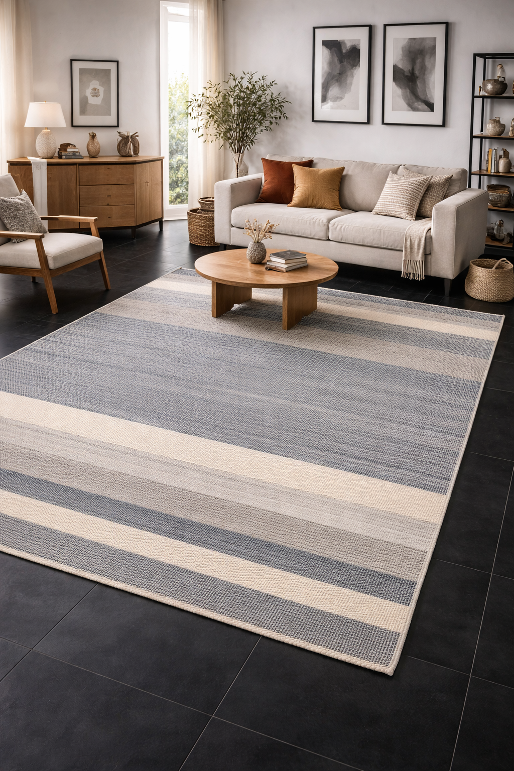 Tapete Indiano Artesanal Retangular Azul Stone 2,00 x 3,00