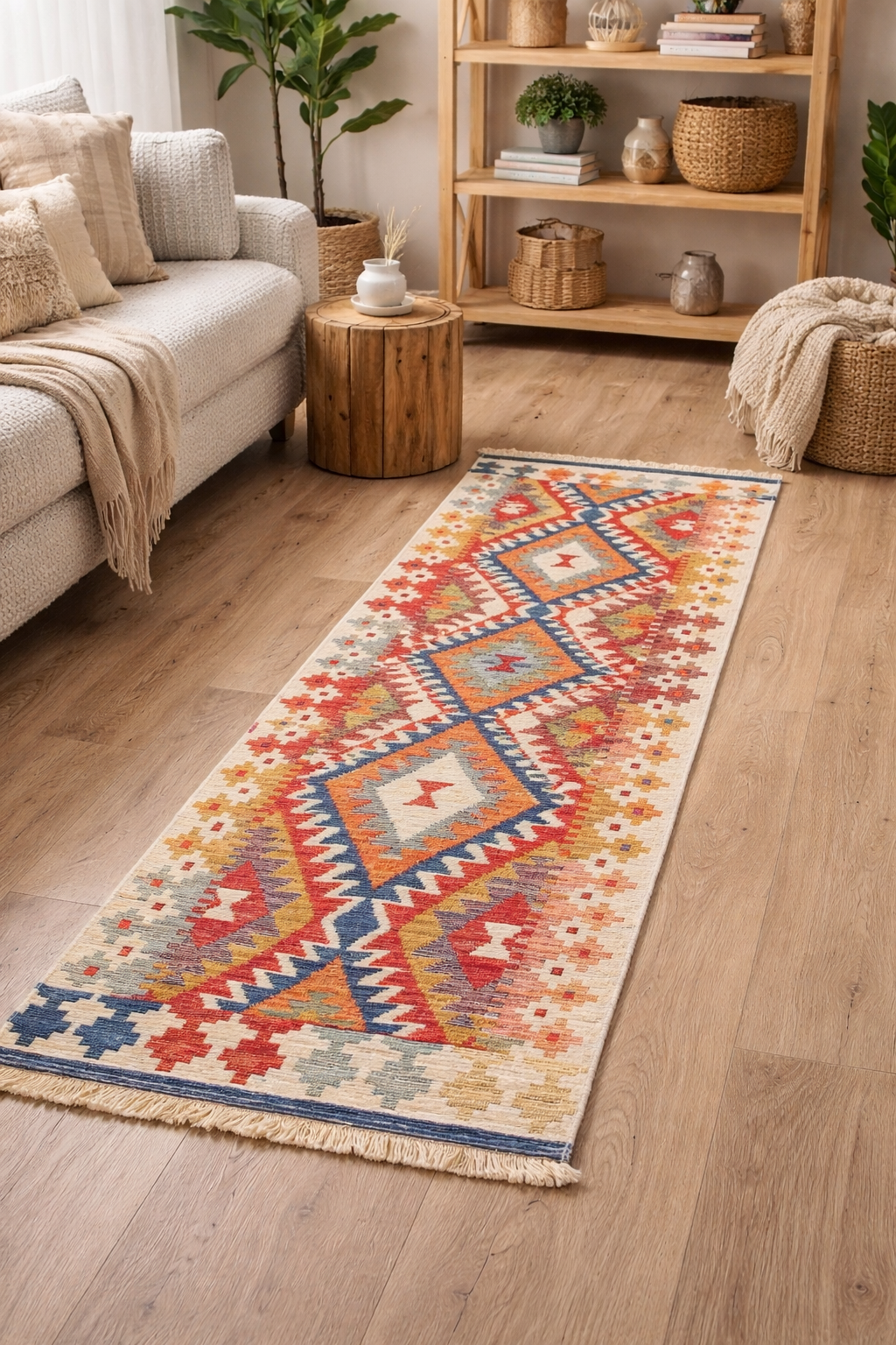Tapete Kilim Turco Retangular Deserto Colorido BH 0,60 x 1,80