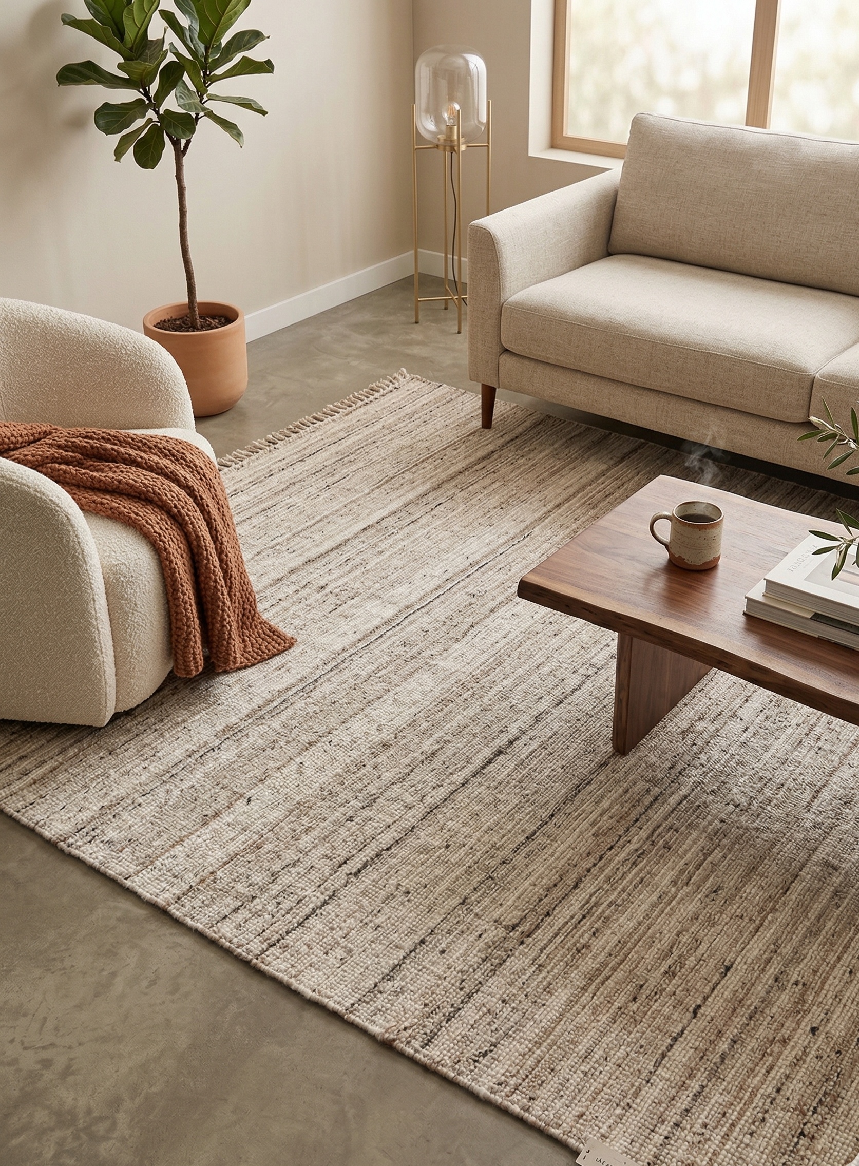 Tapete Indiano Artesanal Retangular Bege Marfim AB 2,50 x 3,00