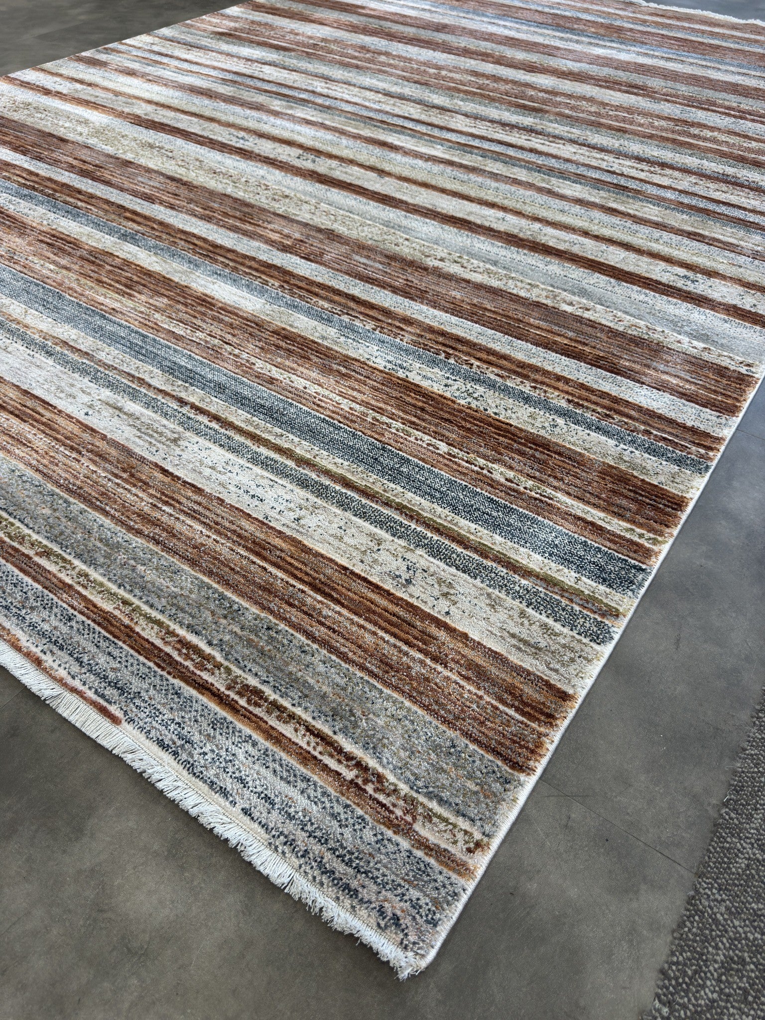 Tapete Turco Retangular Mahali Listrado Terra Cream CD