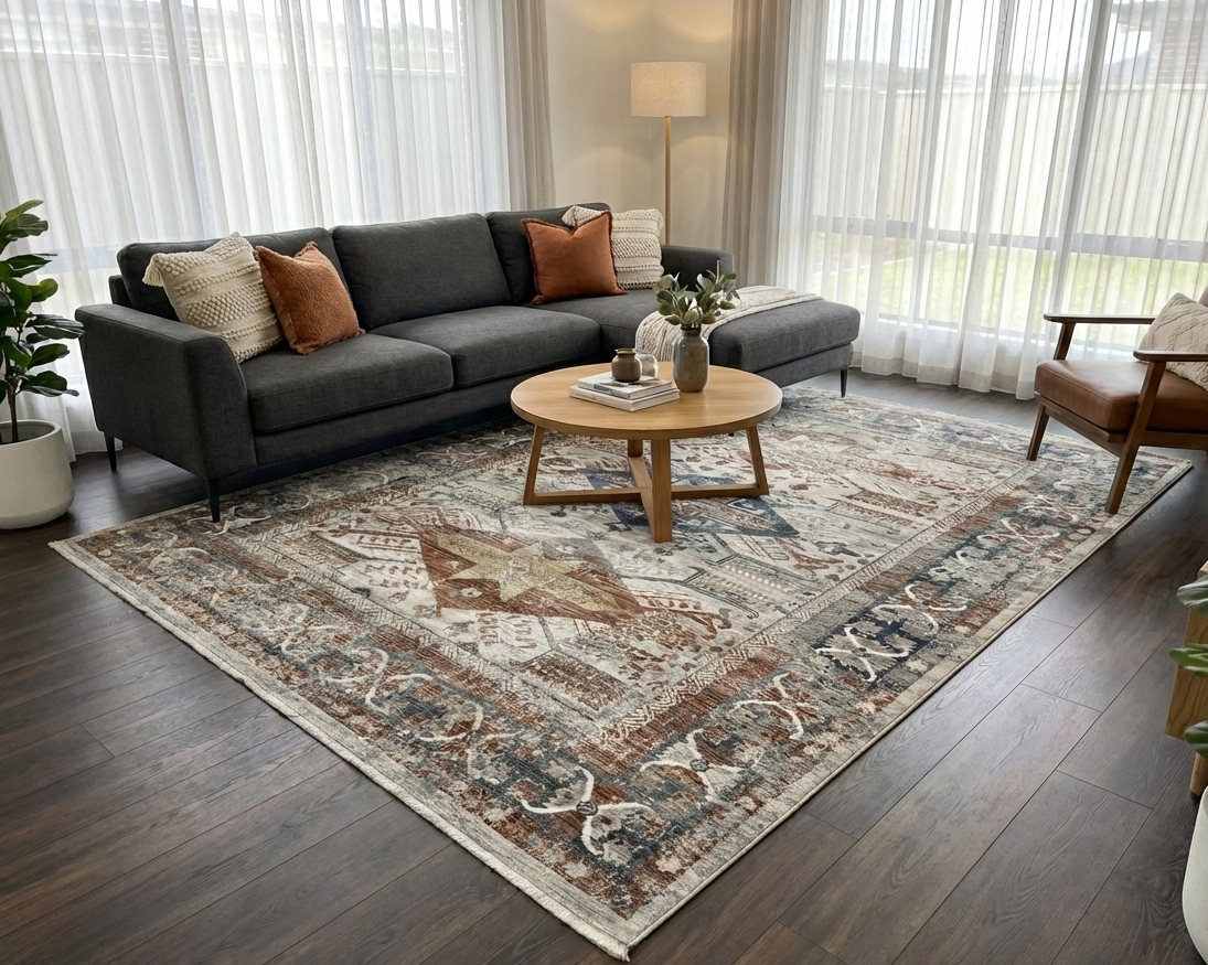 Tapete Turco Retangular Mahali Kazak Cream M Grey CD