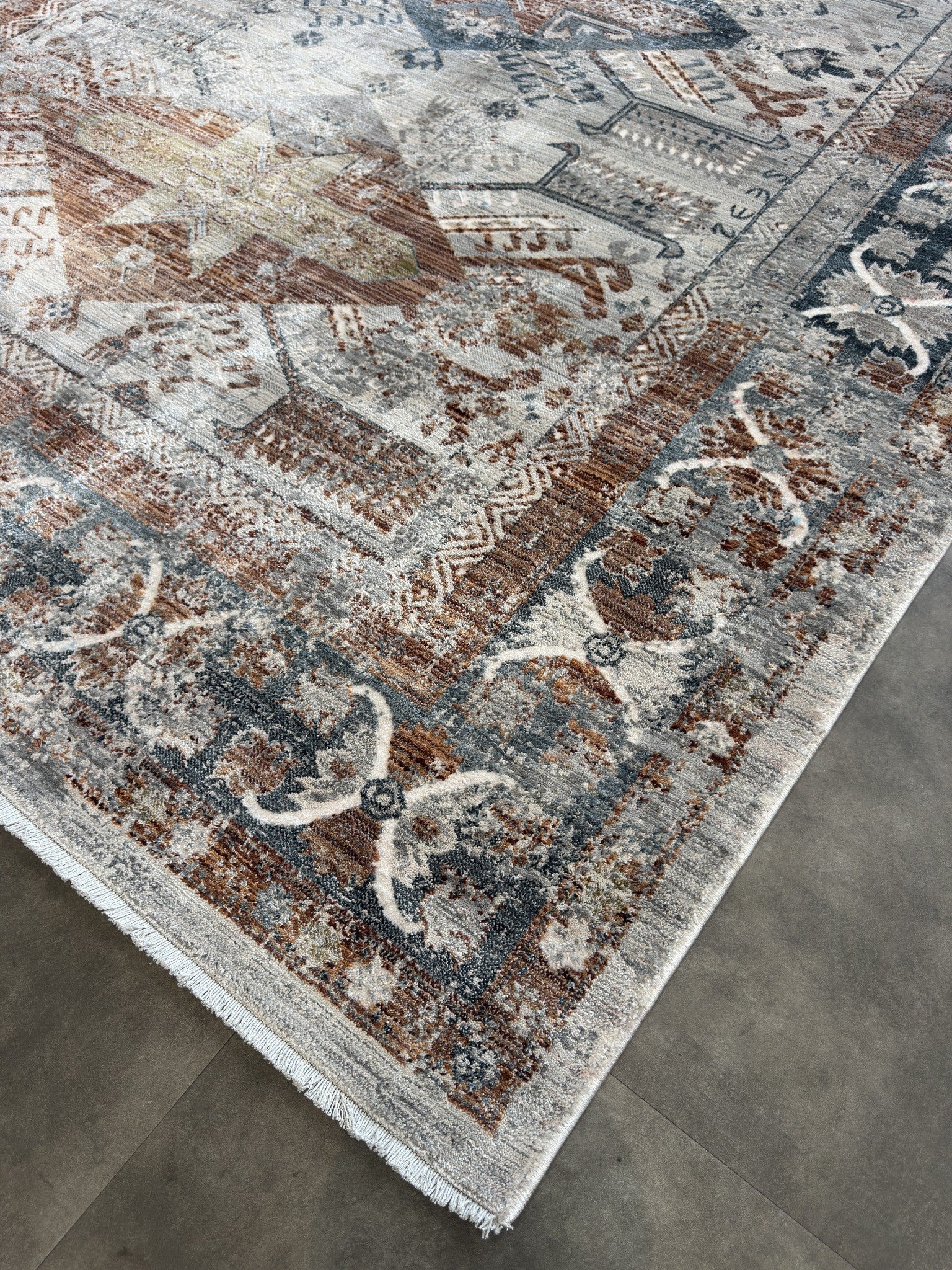 Tapete Turco Retangular Mahali Kazak Cream M Grey CD