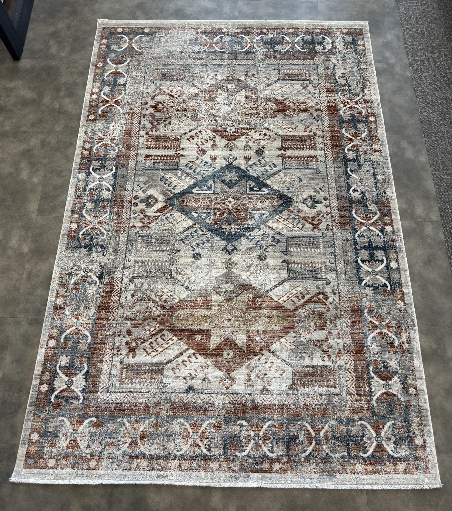 Tapete Turco Retangular Mahali Kazak Cream M Grey CD