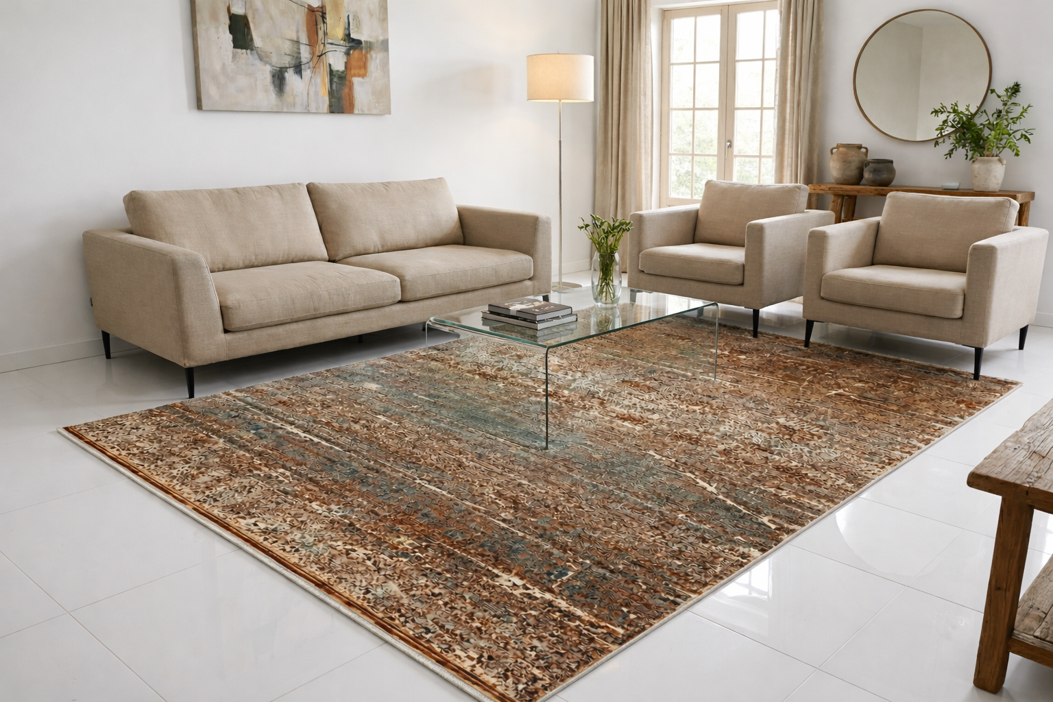 Tapete Turco Retangular Mahali Nomade Brown Cream CD