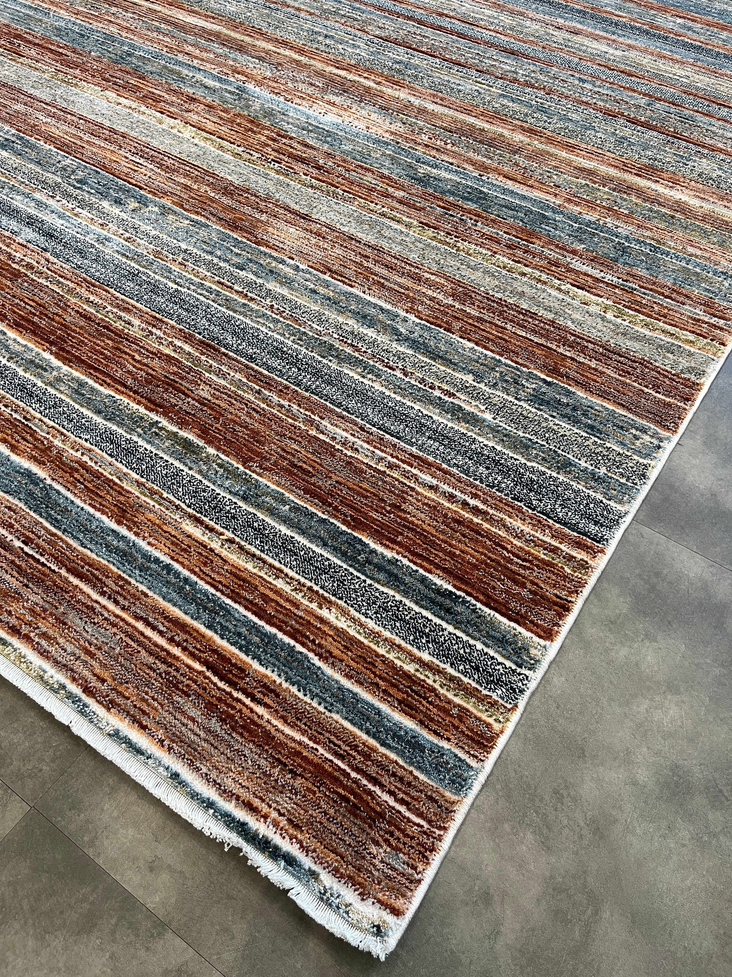 Tapete Turco Retangular Mahali Listrado Blue Cream CD