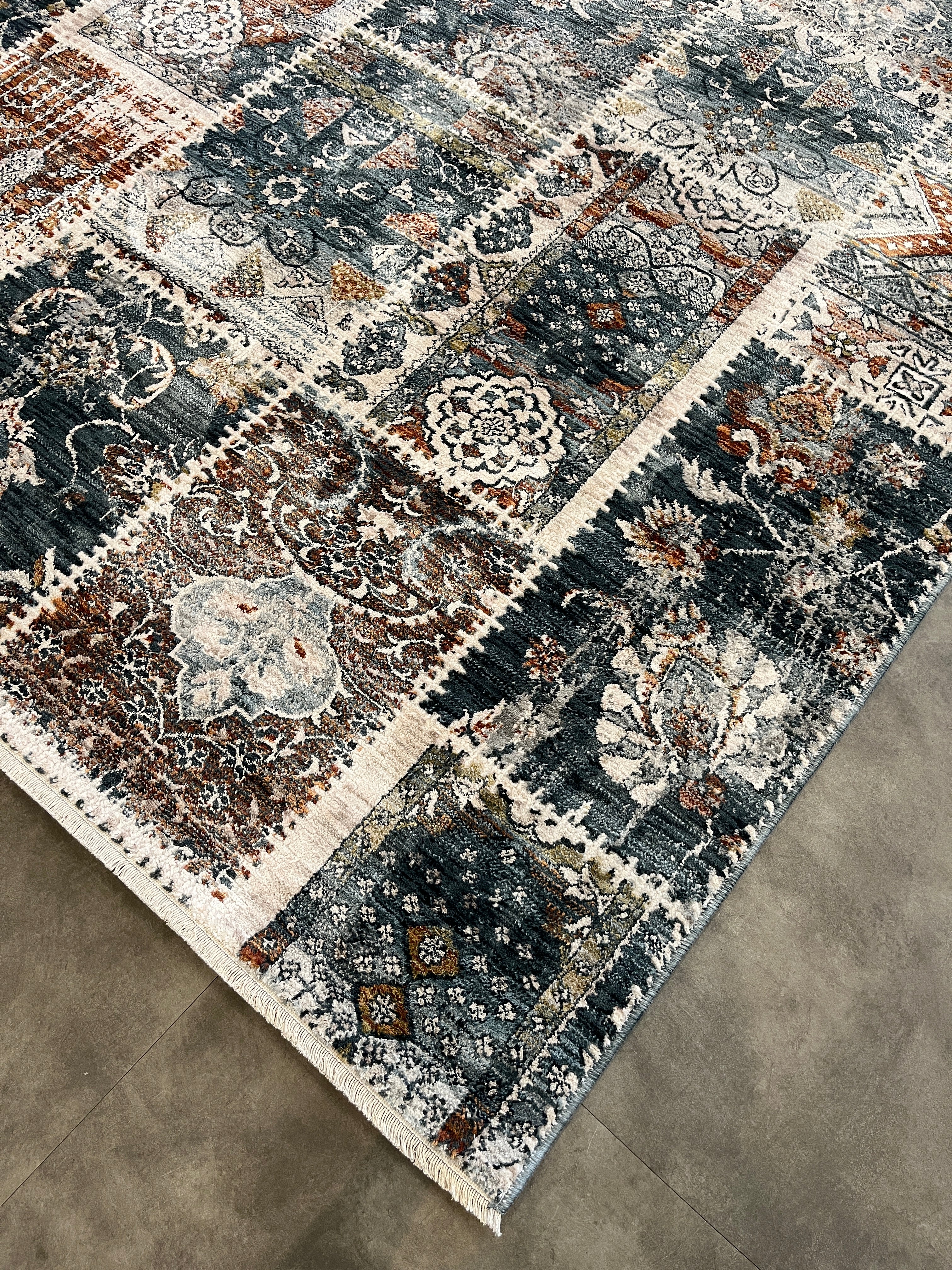 Tapete Turco Retangular Mahali Patchwork M. Blue Cream CD