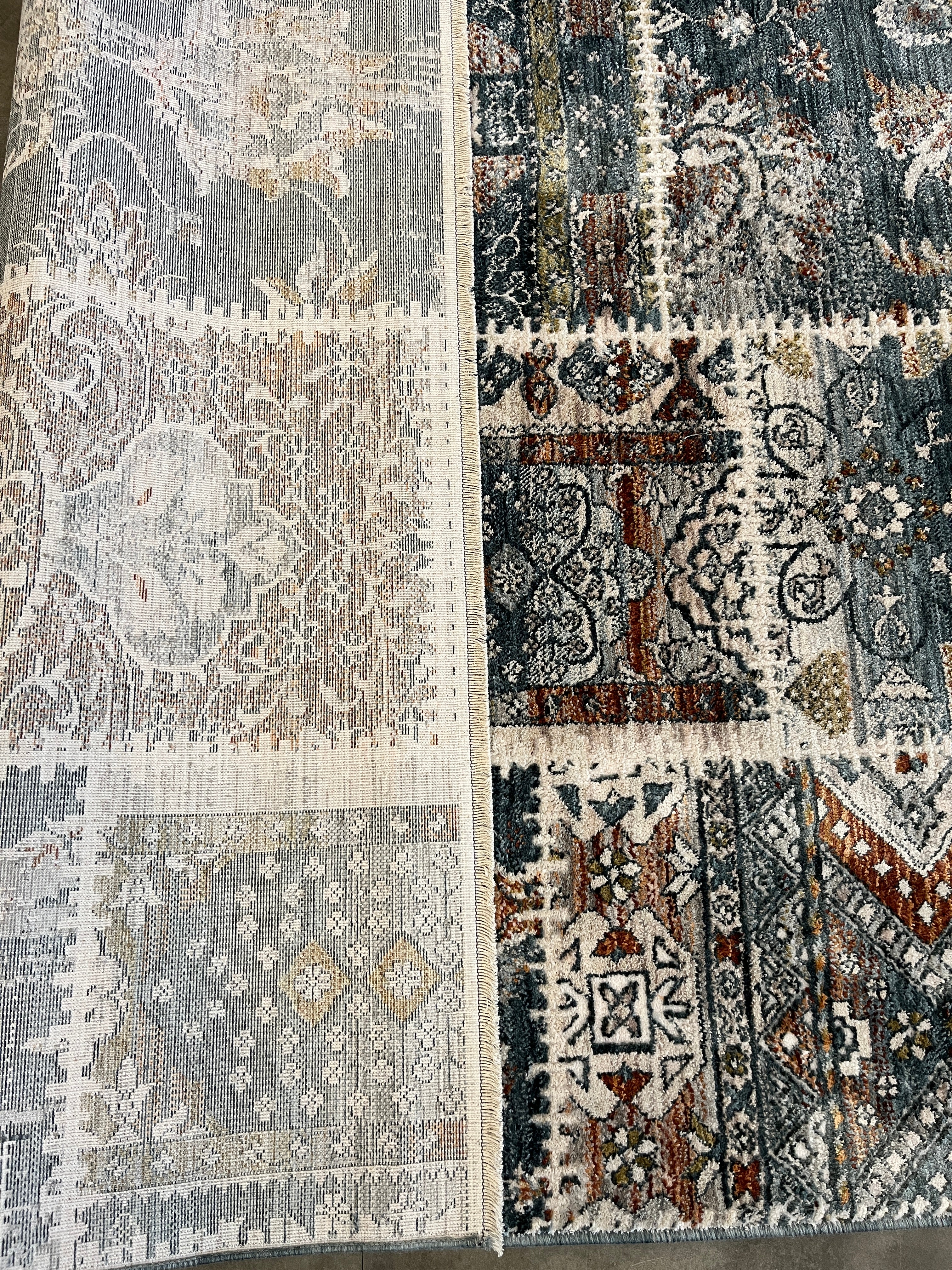 Tapete Turco Retangular Mahali Patchwork M. Blue Cream CD