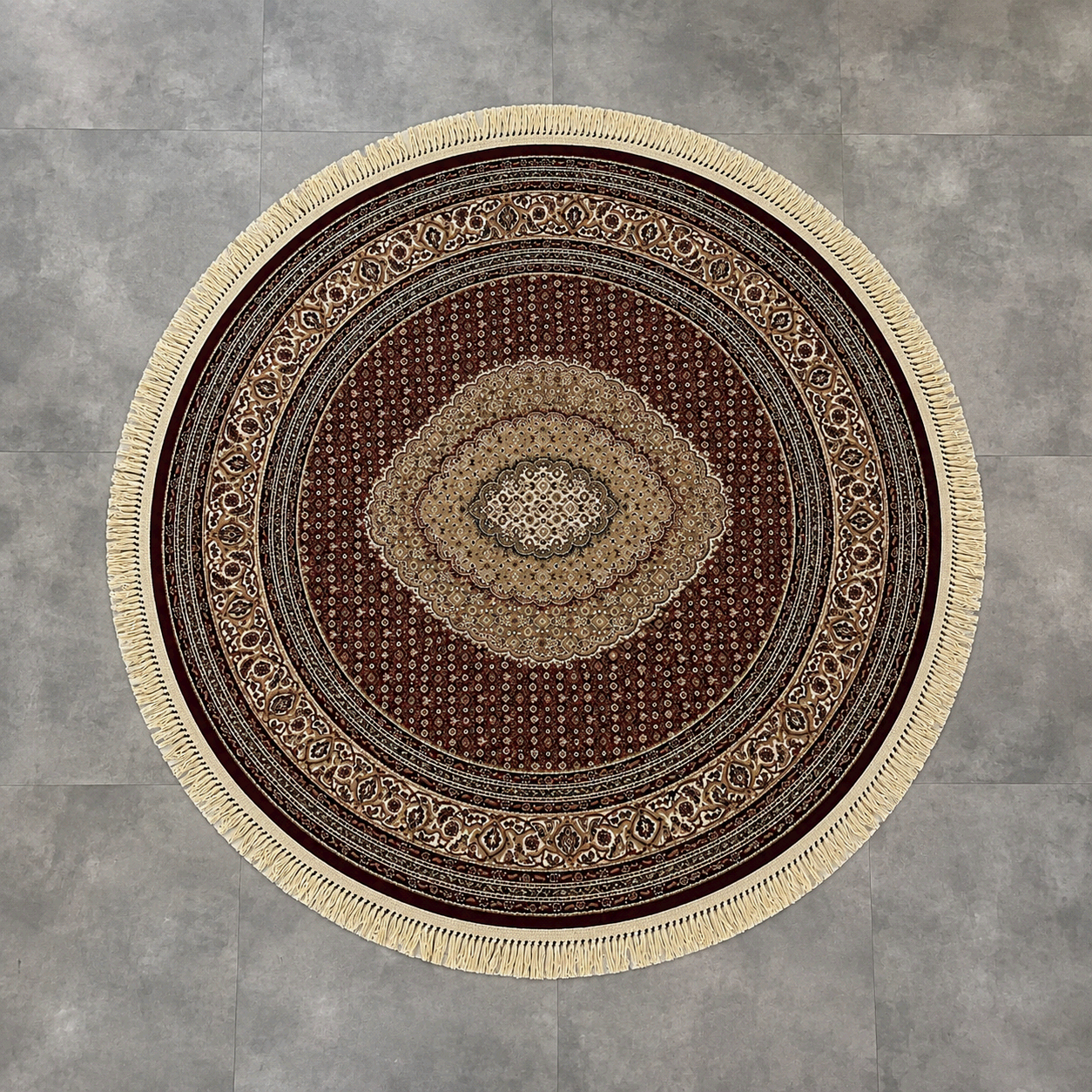 Tapete Global Decor Alanya Turco Vermelho e Bege Persa Redondo 1,60 m