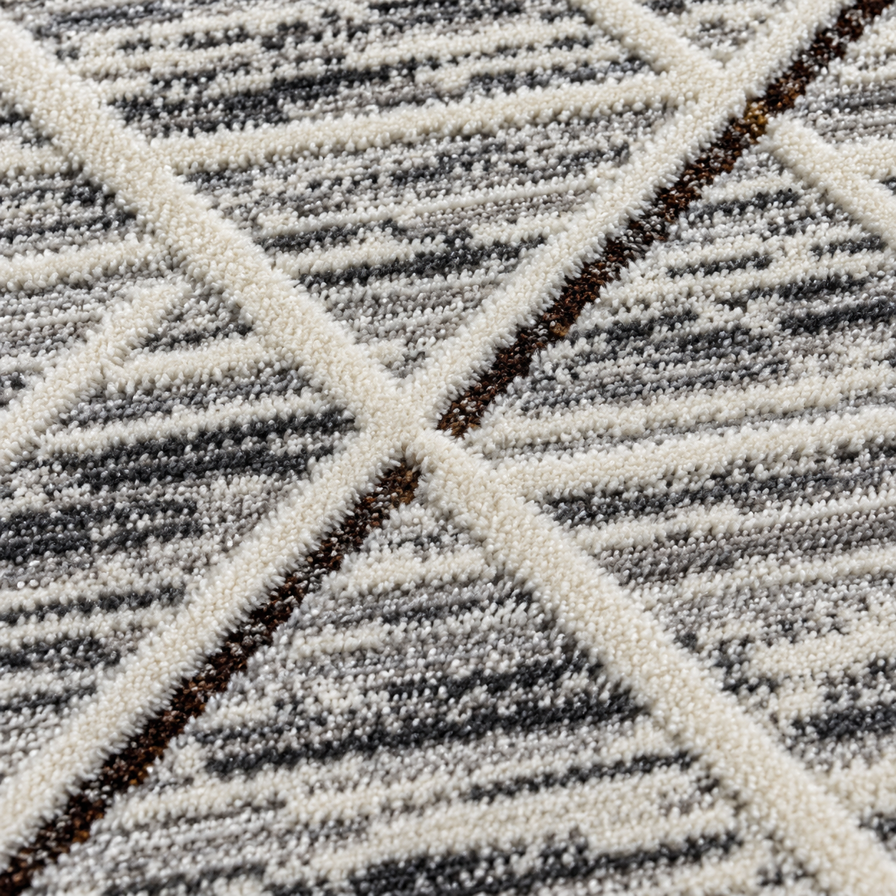 Tapete Edantex Carrara Turco Geométrico Cinza e Off White Retangular