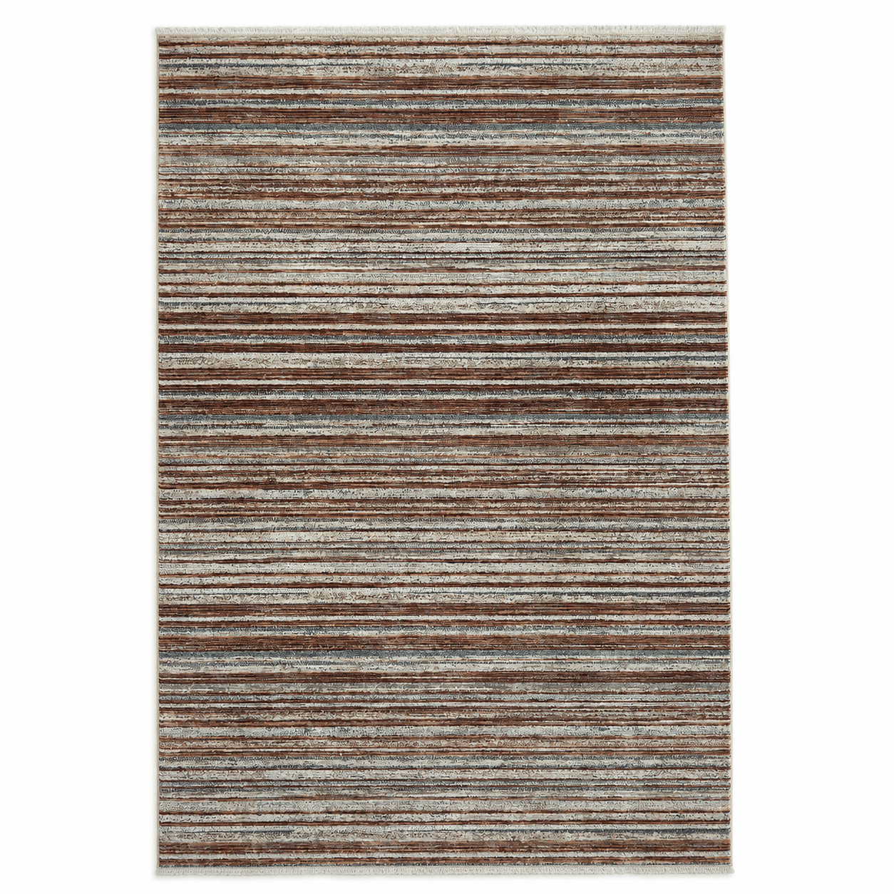 Tapete Mahali Slim Blue Cream Turco Listrado Creme Azul Acinzentado e Terroso Retangular