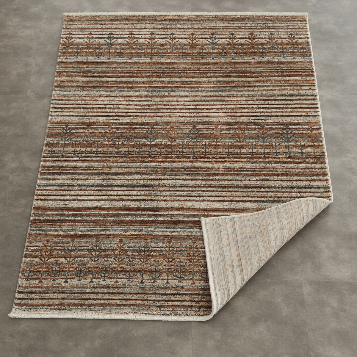 Tapete All Decor Mahali Gabbeh Turco Listrado Cream e Cinza M. Grey Retangular