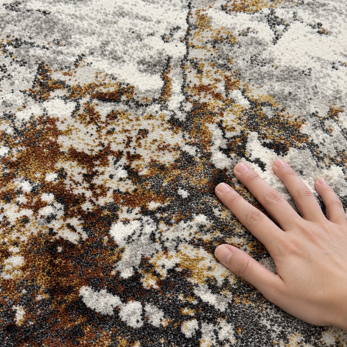 Tapete Edantex Carrara Turco Abstrato Cinza Pigmento Dourado Retangular 2,00 x 2,50 m