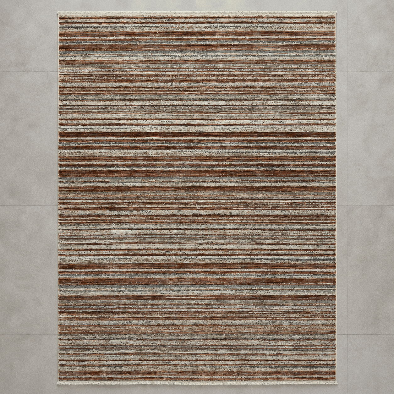 Tapete Mahali Slim Blue Cream Turco Listrado Creme Azul Acinzentado e Terroso Retangular