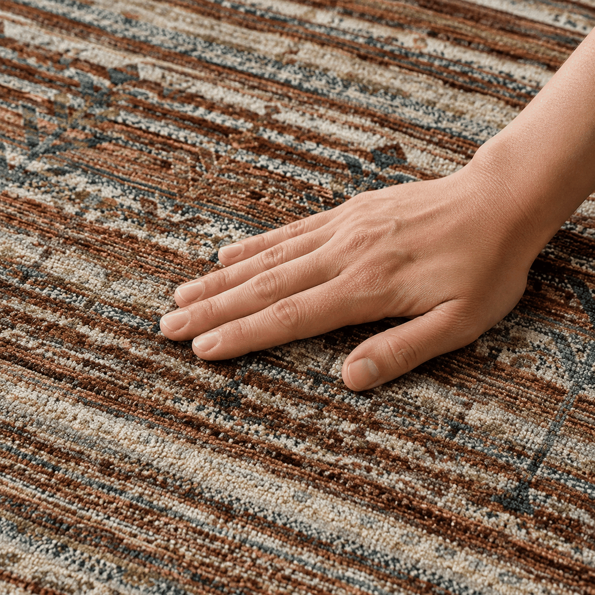 Tapete All Decor Mahali Gabbeh Turco Listrado Cream e Cinza M. Grey Retangular
