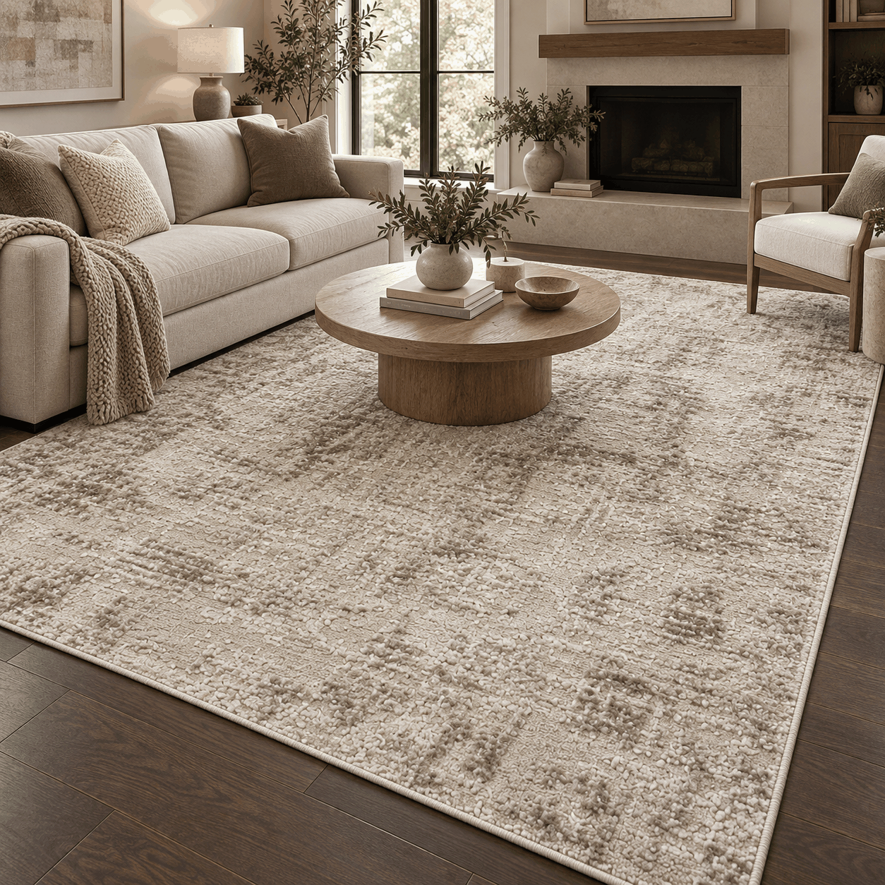 Tapete All Decor Ankara Turco Abstrato Texturizado Bege e Creme Retangular