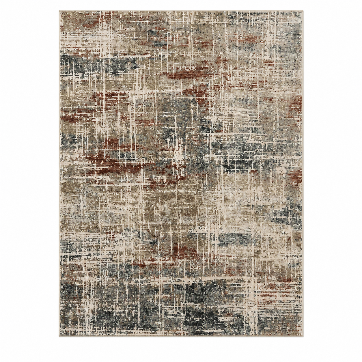 Tapete Mahali Cream Kremit Turco Abstrato Cream Azul Acinzentado Verde Oliva e Terracota Retangular