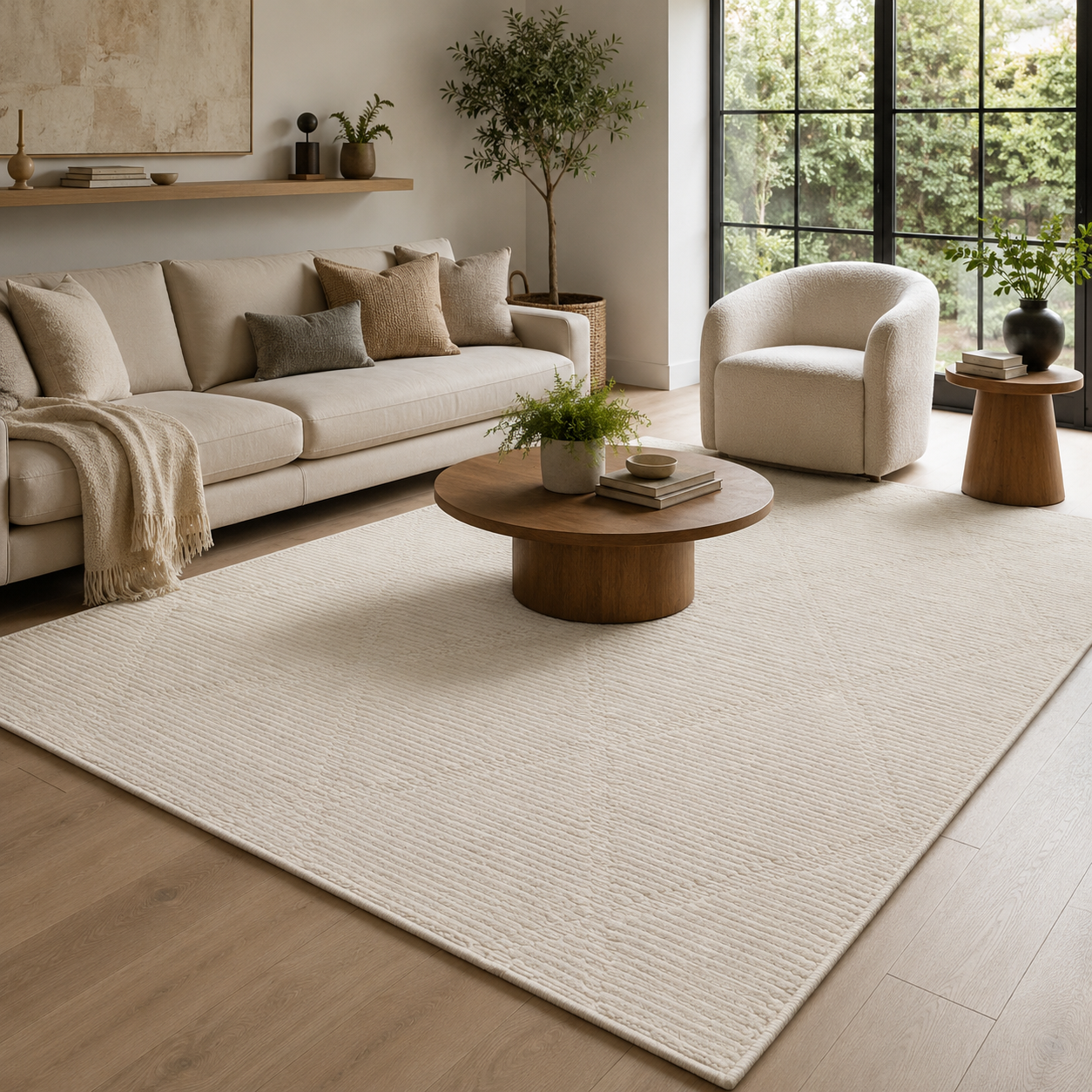 Tapete All Decor Turco Ankara Cotelê Cream & Cream Retangular 2,00 × 2,50 m