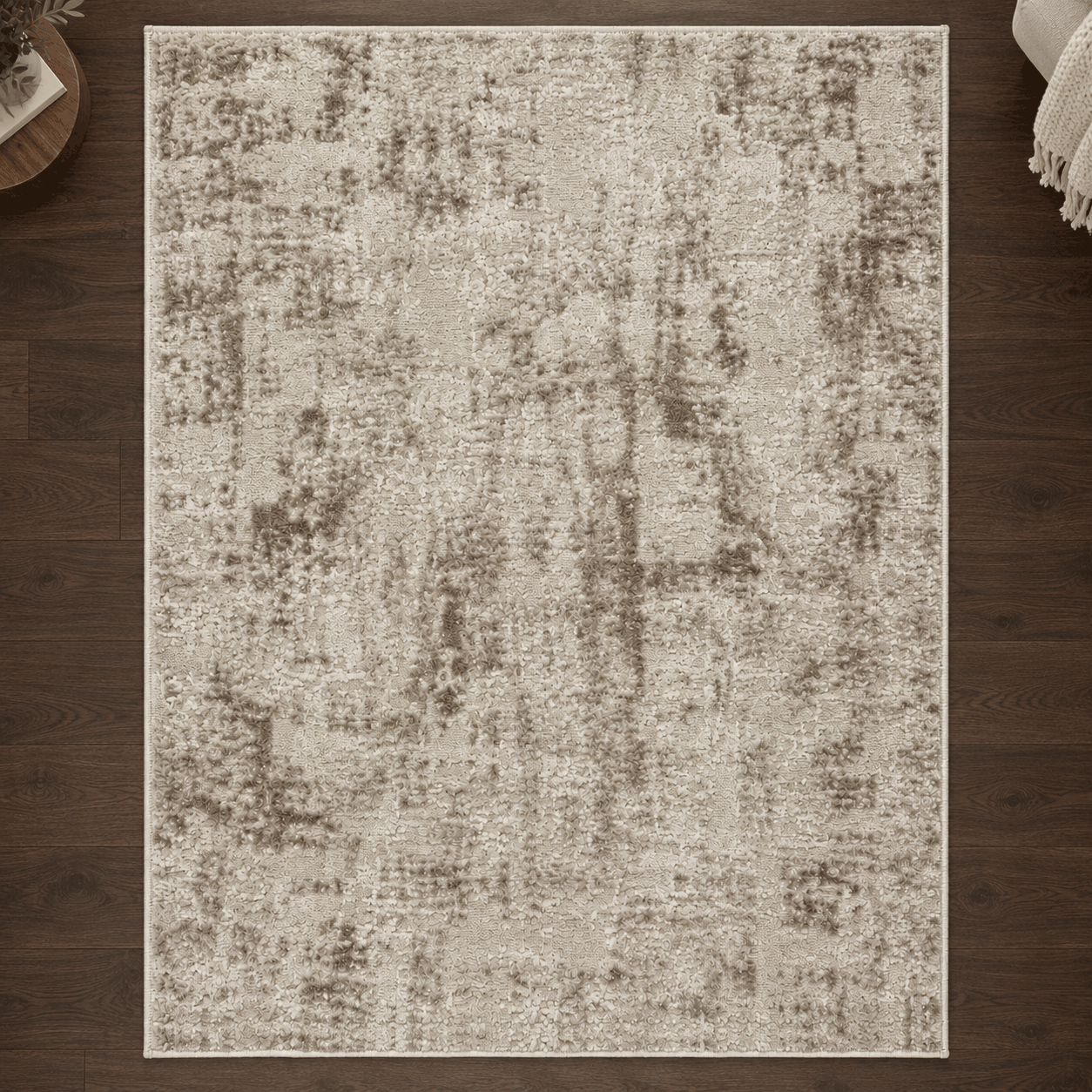 Tapete All Decor Ankara Turco Abstrato Texturizado Bege e Creme Retangular