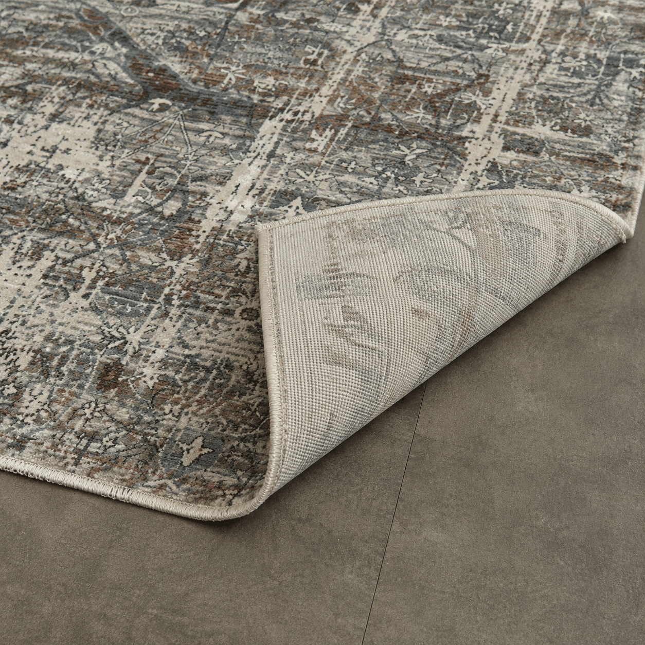Tapete Mahali Sparta Cream M. Grey Turco Abstrato Vintage Cinza e Creme Retangular
