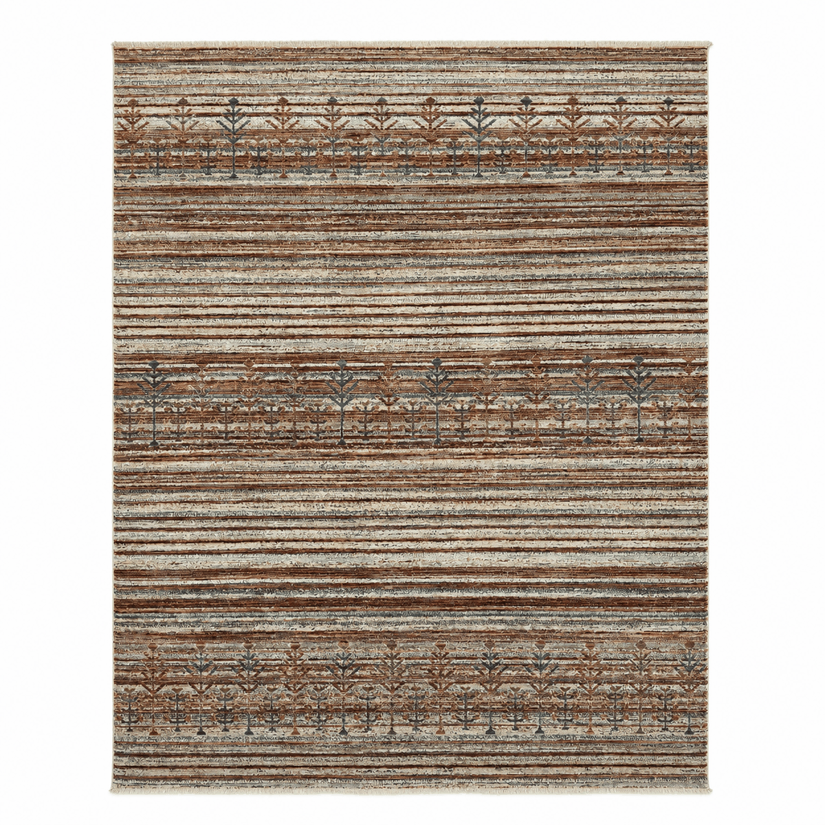 Tapete All Decor Mahali Gabbeh Turco Listrado Cream e Cinza M. Grey Retangular