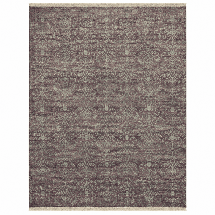 Tapete All Decor Ameixa Antique Indiano Artesanal Floral Vintage Ameixa e Verde Retangular 1,90 x 2,50 m