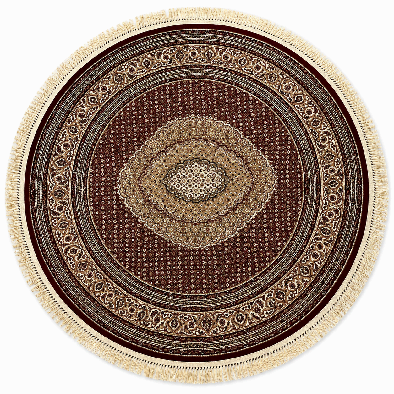 Tapete Global Decor Alanya Turco Vermelho e Bege Persa Redondo 1,60 m