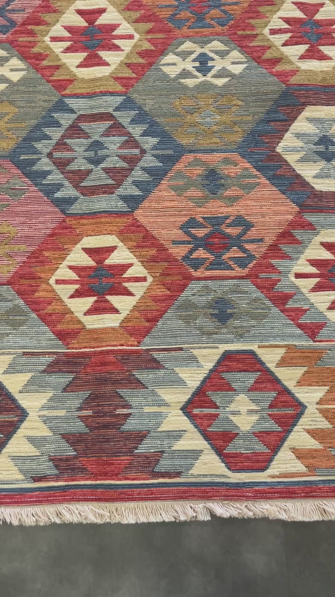 Tapete Buchara Ravena Kilim Turco Mosaico Geométrico Terracota Multicolorido Retangular 1,50 x 2,00 m