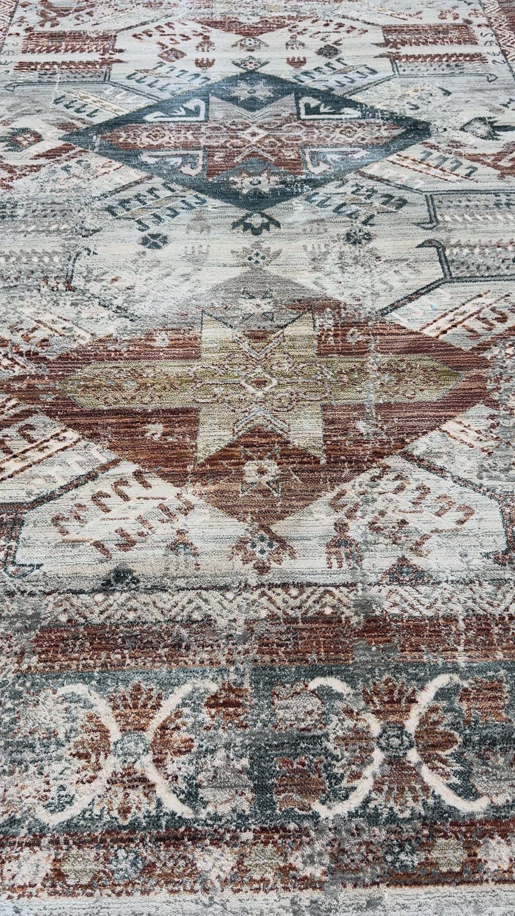 Tapete Turco Retangular Mahali Kazak Cream M Grey CD