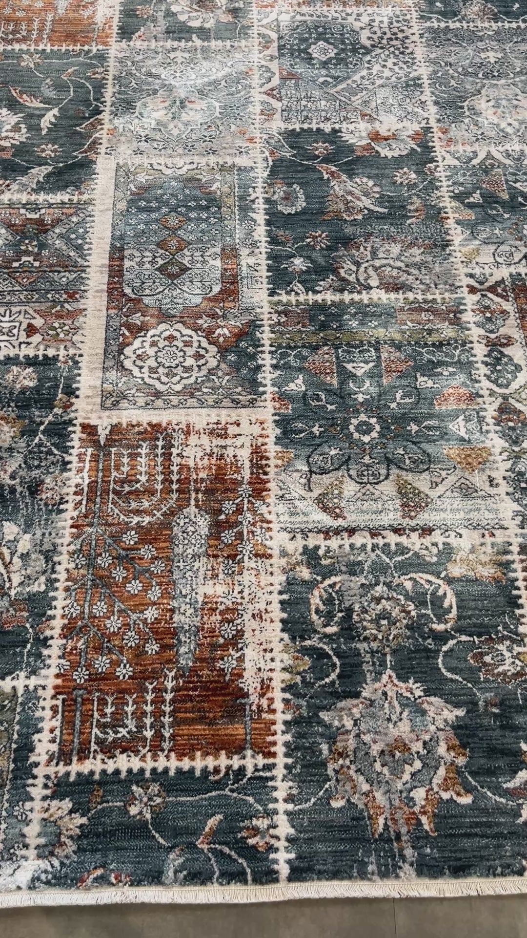 Tapete Turco Retangular Mahali Patchwork M. Blue Cream CD