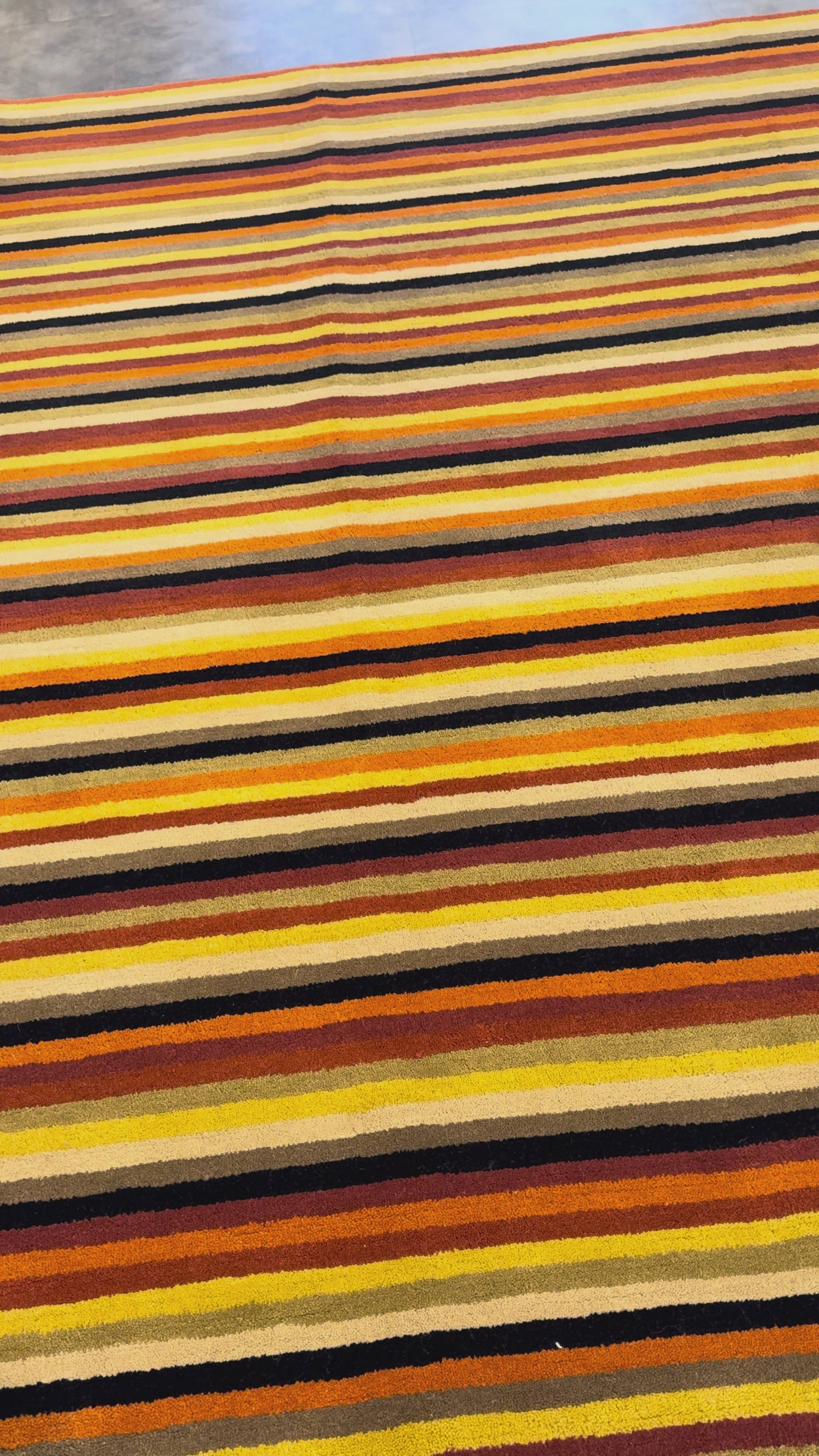 Tapete Indiano Artesanal Retangular Listrado Fogo Suave 2,45 x 2,50